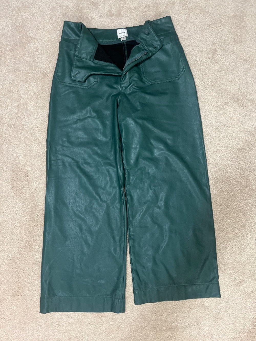 Maeve Anthropologie Colette Green Faux Leather Pants Size 29 like new